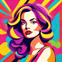 A beautiful woman in a stunning 8k vector illustration, depicted in a vibrant and colorful pop art style