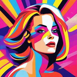 A beautiful woman in a stunning 8k vector illustration, depicted in a vibrant and colorful pop art style