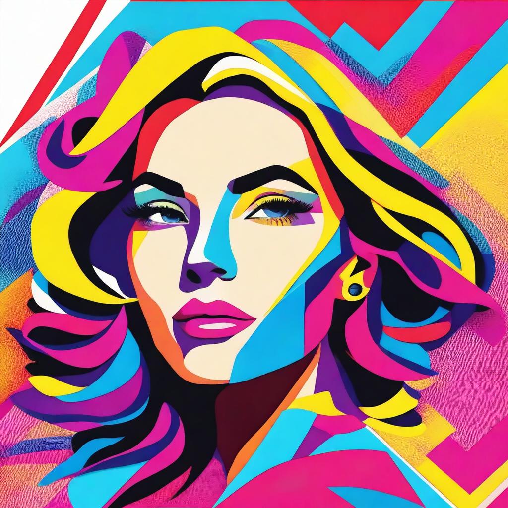 Create a beautiful woman in an 8k vector illustration, styled in vibrant and dynamic pop art