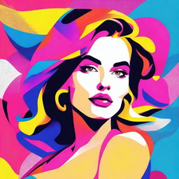 Create a beautiful woman in an 8k vector illustration, styled in vibrant and dynamic pop art