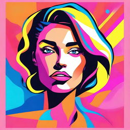 Create a beautiful woman in an 8k vector illustration, styled in vibrant and dynamic pop art