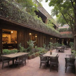 Redesign the bustling rectangular kahu galli. All the diverse shops are now composed of iron patra, each one solid yet intricate. It still features a beautiful garden and spacious sitting areas capable of hosting more than 50 people.