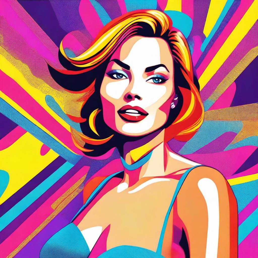 A beautiful woman in an 8k vector illustration, depicted in a vibrant and colorful pop art style