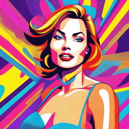 A beautiful woman in an 8k vector illustration, depicted in a vibrant and colorful pop art style