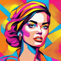 A beautiful woman in an 8k vector illustration, depicted in a vibrant and colorful pop art style