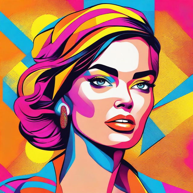 A beautiful woman in an 8k vector illustration, depicted in a vibrant and colorful pop art style