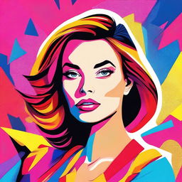 A beautiful woman in an 8k vector illustration, depicted in a vibrant and colorful pop art style