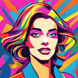 A beautiful woman in an 8k vector illustration, depicted in a vibrant and colorful pop art style