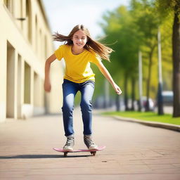 A vibrant and energetic teenager enjoying their time outdoors, possibly engaging in a fun activity like skateboarding or playing a sport