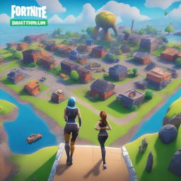 A Fortnite style deathrun map cover featuring a running woman viewed from the backside