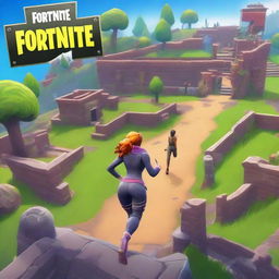 A Fortnite style deathrun map cover featuring a running woman viewed from the backside