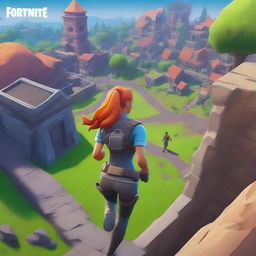 A Fortnite style deathrun map cover featuring a running woman viewed from the backside