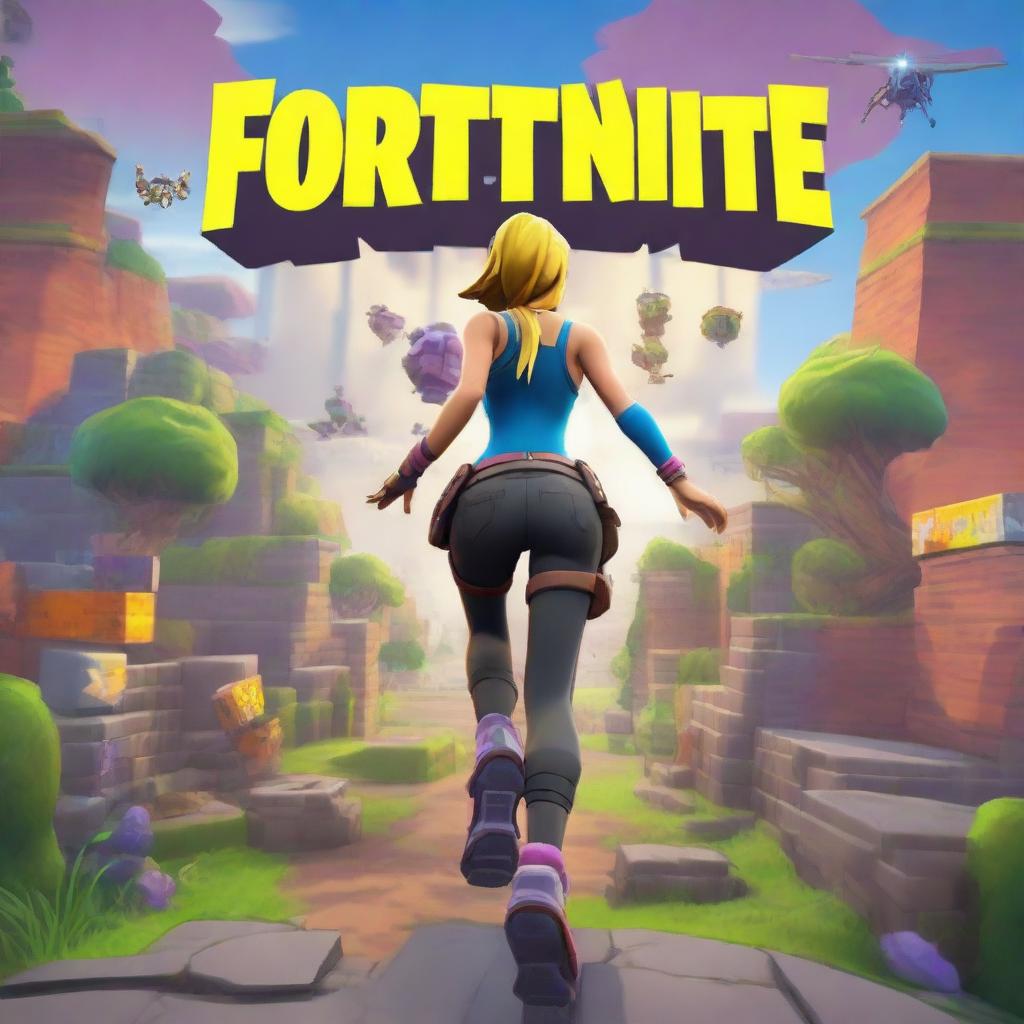 A Fortnite style deathrun map cover featuring a running woman viewed from the backside