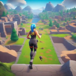 A Fortnite style deathrun map cover featuring a running woman viewed from the backside