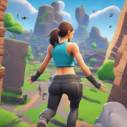 A Fortnite style deathrun map cover featuring a running woman viewed from the backside