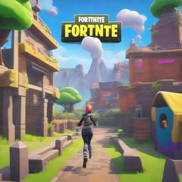 A Fortnite style deathrun map cover featuring a running woman viewed from the backside