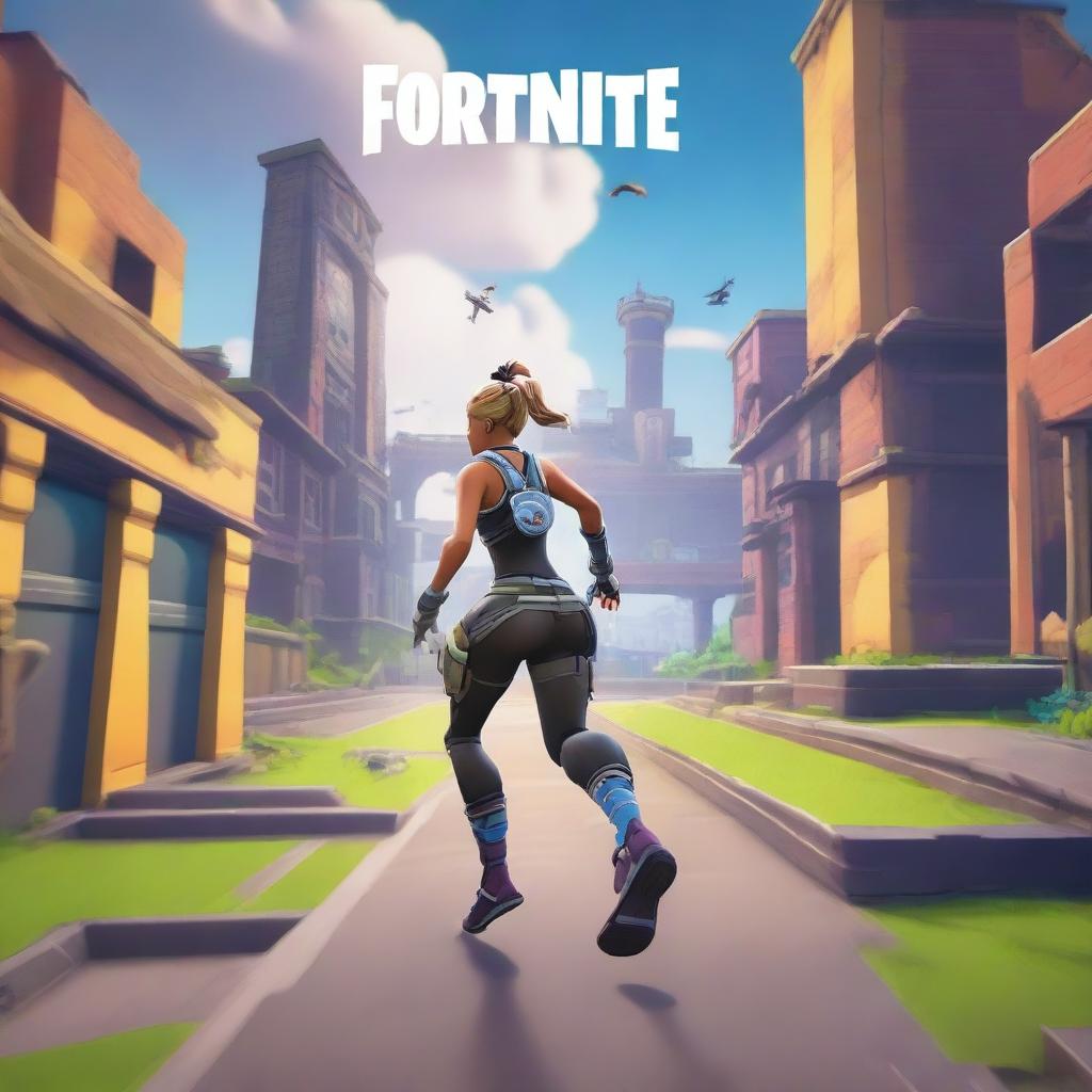 A Fortnite style deathrun map cover featuring a running woman viewed from the backside