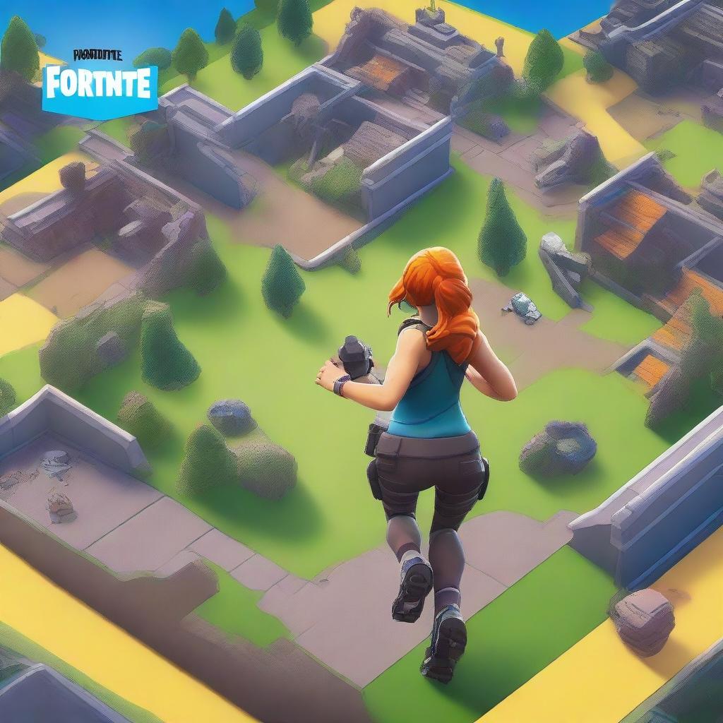 A Fortnite style deathrun map cover featuring a running woman viewed from the backside