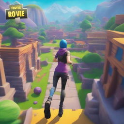 A Fortnite style deathrun map cover featuring a running woman viewed from the backside