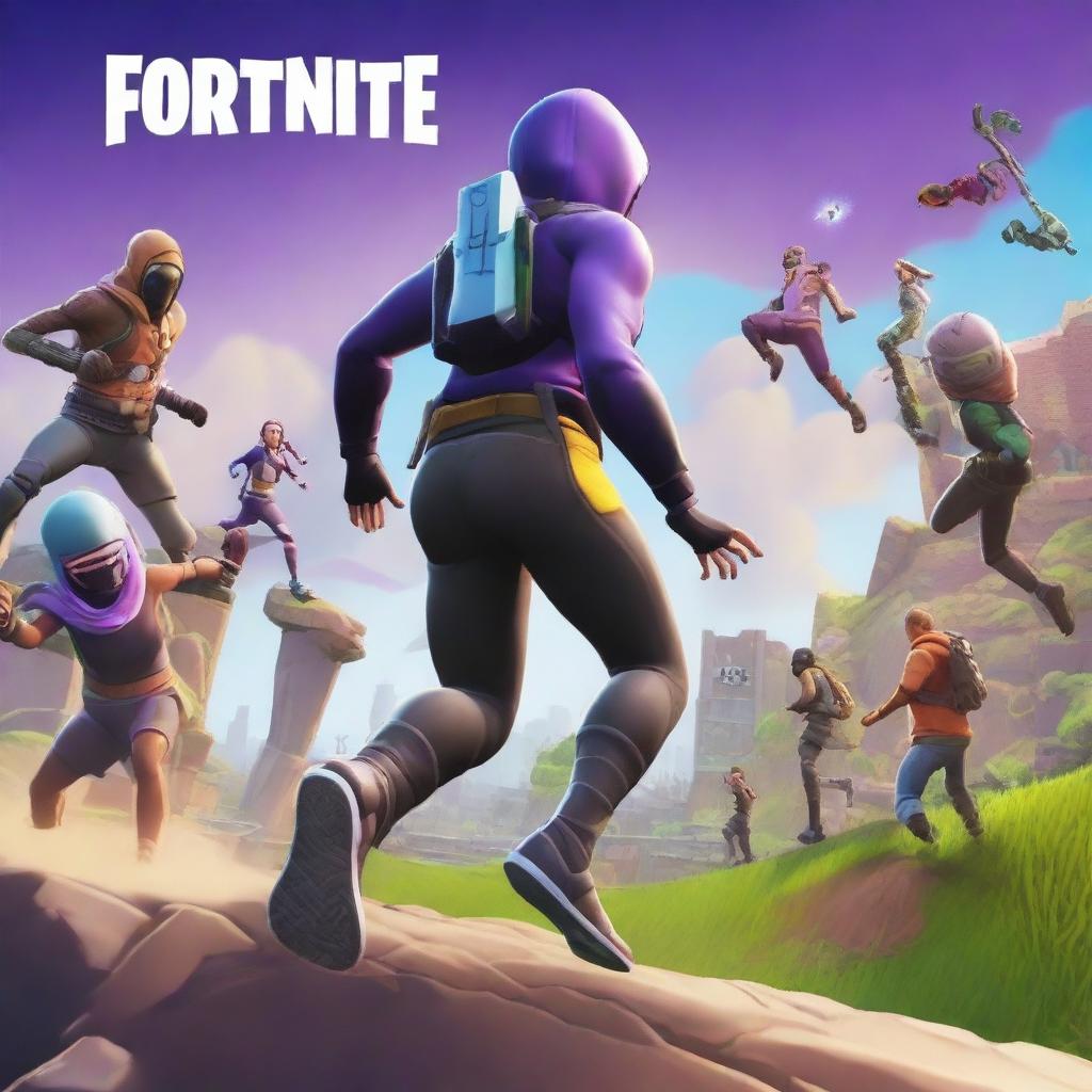 A Fortnite style cover image featuring a running person viewed from the backside