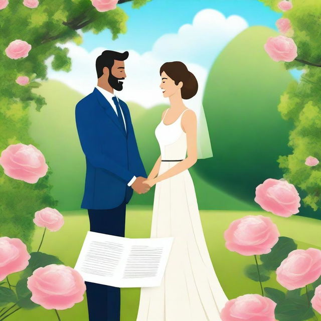 Create an image depicting a contract marriage