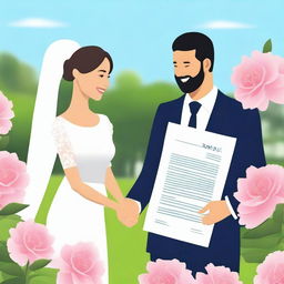 Create an image depicting a contract marriage