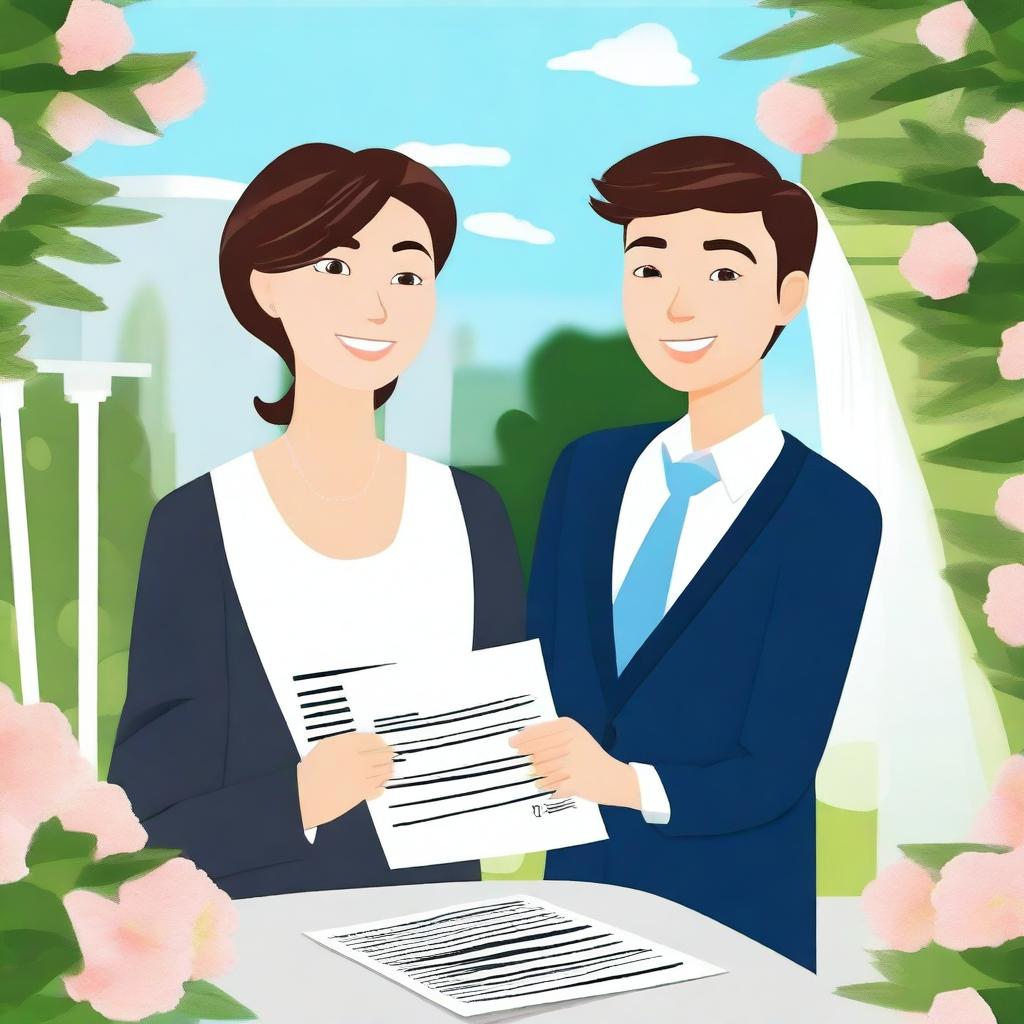 Create an image depicting a contract marriage