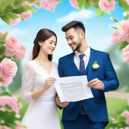 Create an image depicting a contract marriage