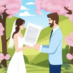 Create an image depicting a contract marriage