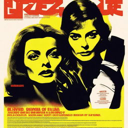 A movie poster in the giallo horror style featuring a woman with a gloved hand holding a knife to her neck