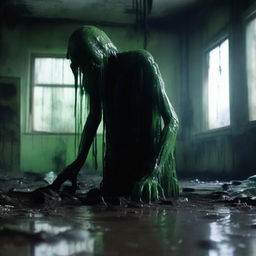 A scene depicting an ooze infecting a human