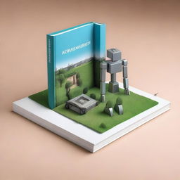 Create a three-dimensional book cover featuring a background with a landscape divided into two parts: one side as a paradise and the other as a holocaust