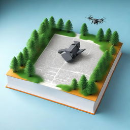 Create a three-dimensional book cover featuring a background with a landscape divided into two parts: one side as a paradise and the other as a holocaust