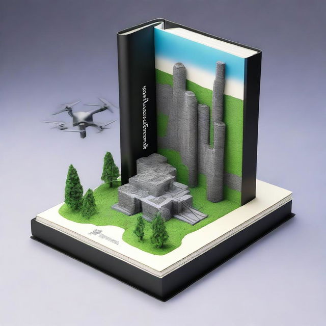 Create a three-dimensional book cover featuring a background with a landscape divided into two parts: one side as a paradise and the other as a holocaust