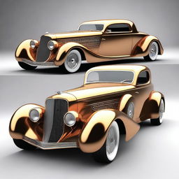 Create a custom supercar that is a fusion of a 1933 Chevrolet Coupe and a Bugatti