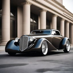 Create a custom supercar that is a fusion of a 1933 Chevrolet Coupe and a McLaren