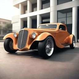 Create a custom supercar that is a fusion of a 1933 Chevrolet Coupe and a McLaren