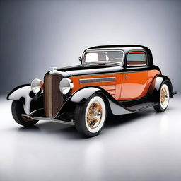 Create a custom supercar that is a fusion of a 1932 Chevrolet Coupe and a McLaren