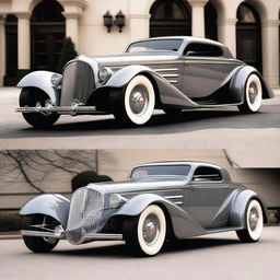 Create a custom supercar that combines the classic design elements of a 1932 Buick Victoria with the modern, high-performance features of a McLaren