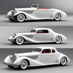 Create a custom supercar that combines the classic design elements of a 1932 Buick Victoria with the modern, high-performance features of a McLaren