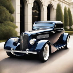 Create a custom supercar that combines the classic design elements of a 1932 Buick Victoria with the modern, high-performance features of a McLaren