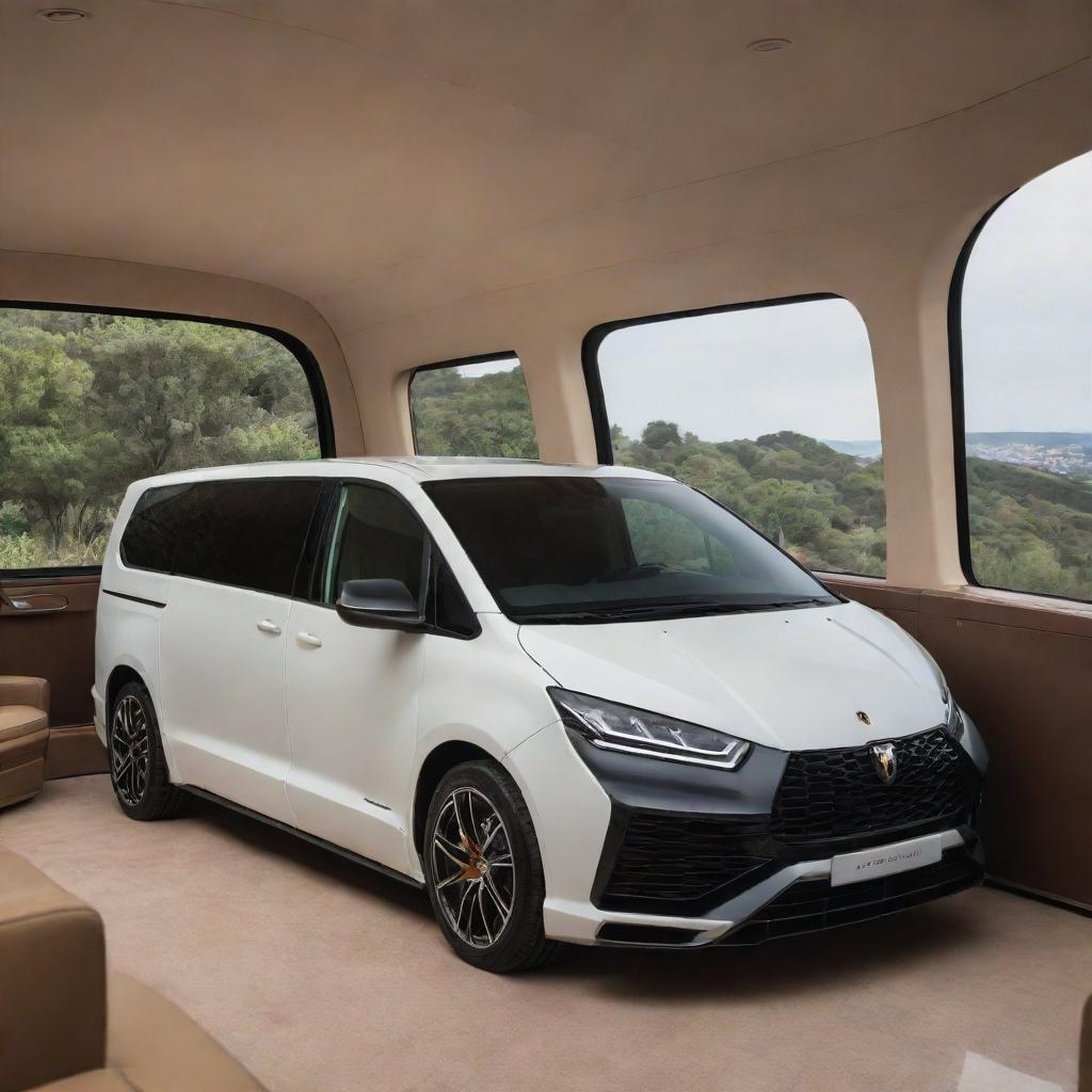 Lamborghini cars revolutionized into luxury vans, keeping the charismatic design language of Lamborghini, but adding heightened space, comfort and luxury amenities.