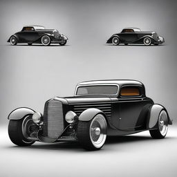 Create a custom supercar that is a fusion of a 1932 Chevrolet Coupe and a McLaren