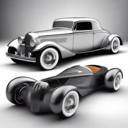 Design a custom supercar that merges the classic design of a 1932 Buick Victoria with the modern, high-performance features of a McLaren