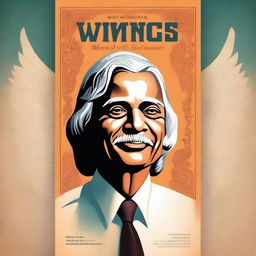 Create an aesthetic and realistic book cover for the title "Wings of Fire" featuring a portrait of Dr