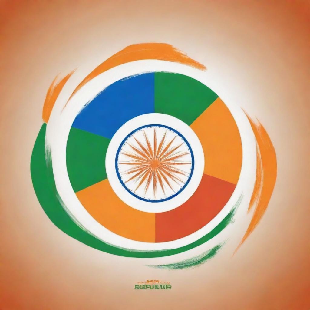 A poster for Republic Day of India. The design should be patriotic, showcasing elements like the Indian flag, Ashoka Chakra, and diverse culture of India. There should also be a phrase saying 'Happy Republic Day'.