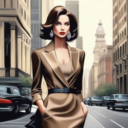 A captivating depiction of a beautiful woman in a stylish outfit