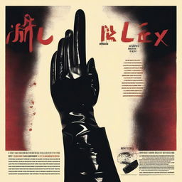 Design a poster for an erotic horror movie featuring a leather glove holding a knife