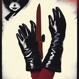 Design a poster for an erotic horror movie featuring a leather glove holding a knife