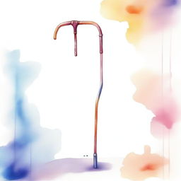 A watercolor painting featuring a crutch